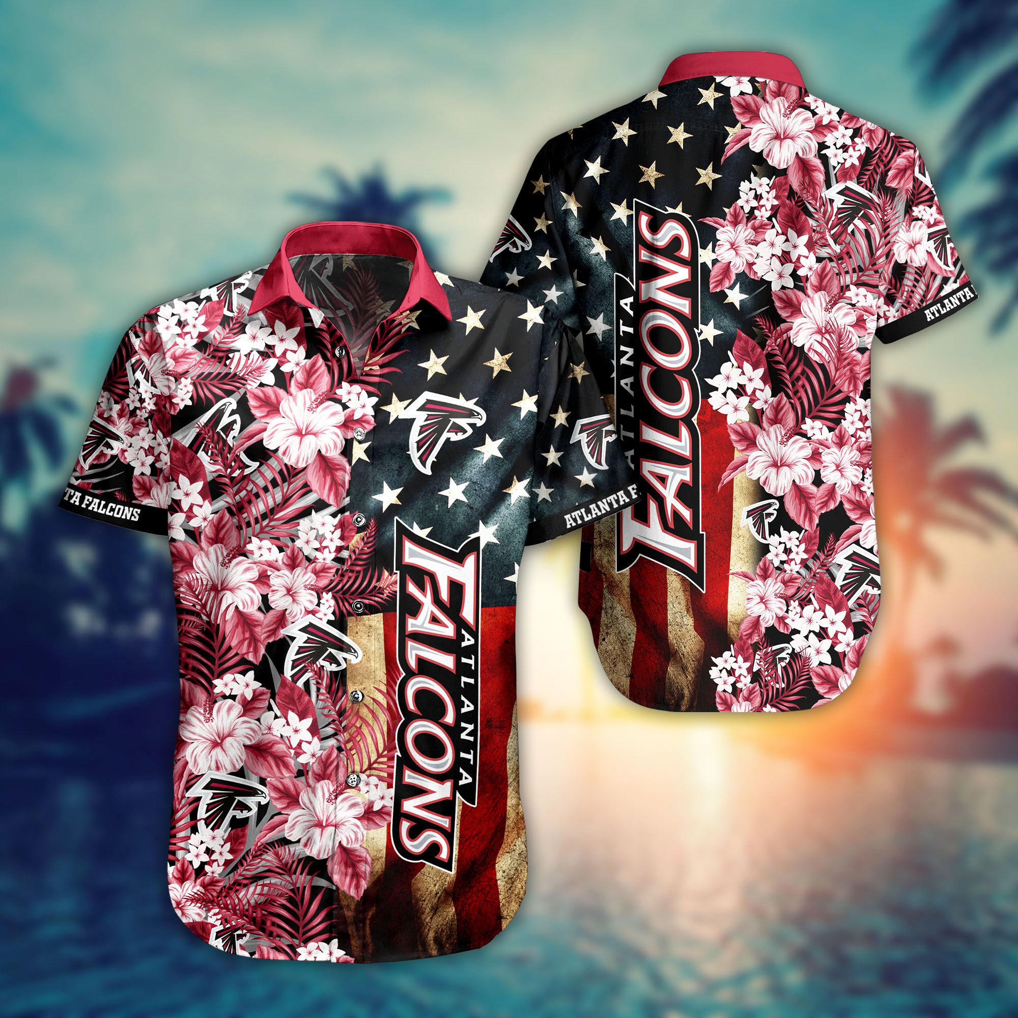 Atlanta Falcons Flag Flower Hawaiian Shirt