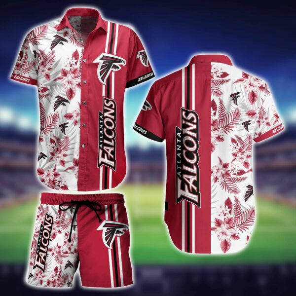 Atlanta Falcons Floral Red and White Hawaiian Shirt
