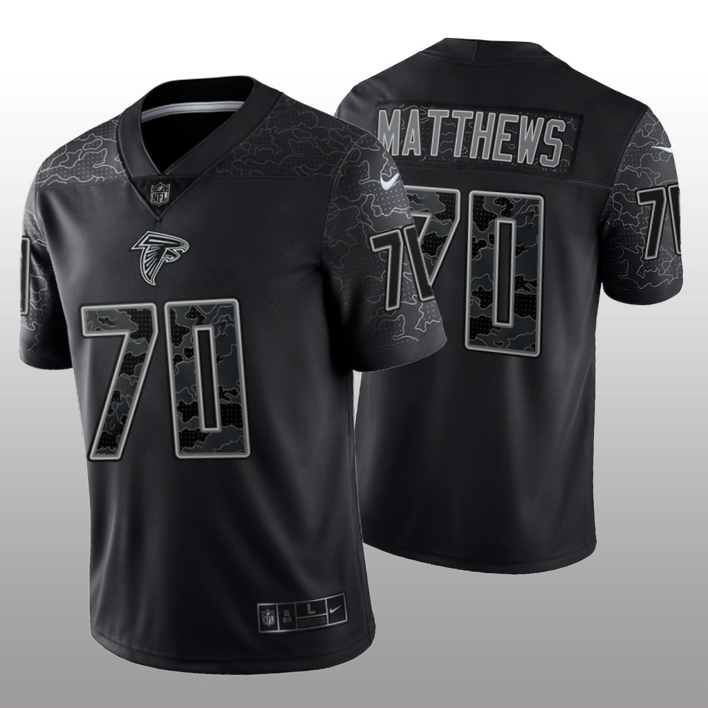 Atlanta Falcons Jake Matthews Black Jersey Reflective Limited - Men's