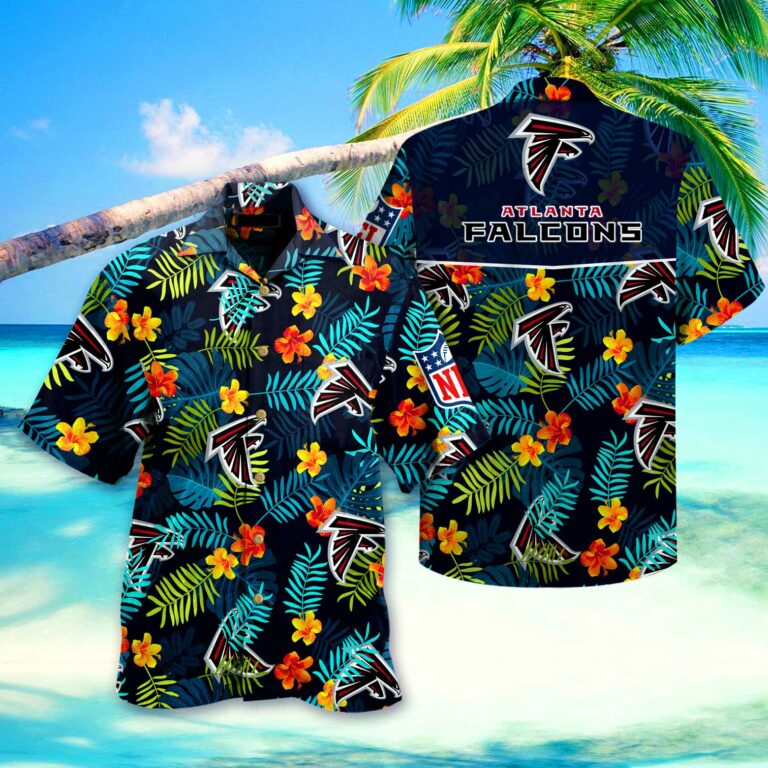 Atlanta Falcons Logo and Floral Hawaiian Shirt