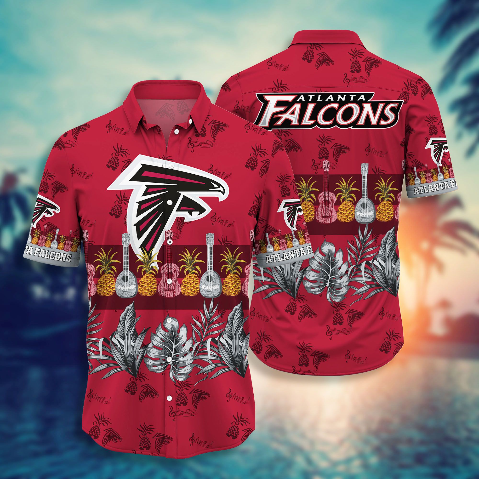 Atlanta Falcons Pinneapple and Guitar Summer Hawaiian Shirt