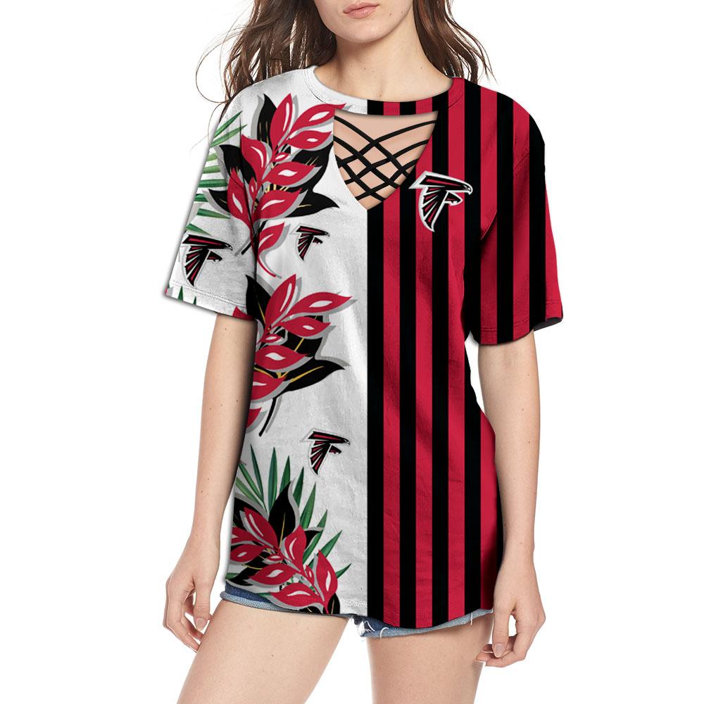 Atlanta Falcons Women Summer Stripe T-Shirt