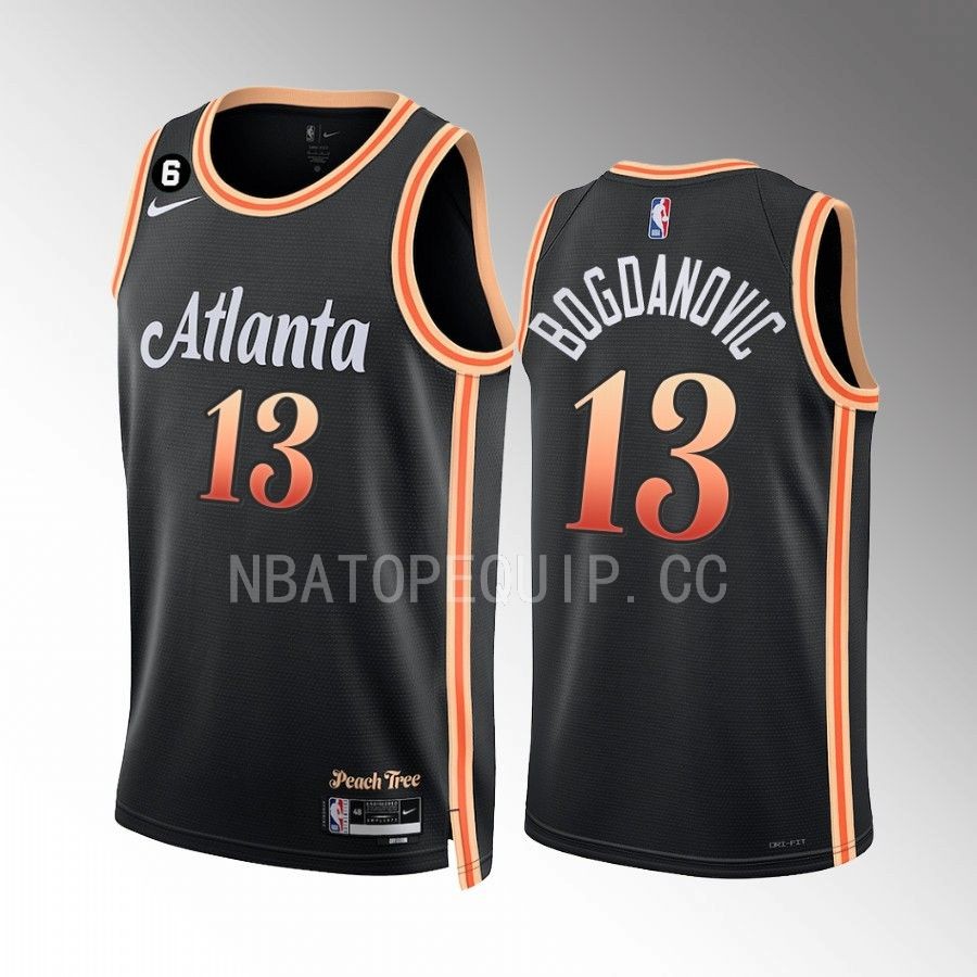 Atlanta Hawks Bogdan Bogdanovic 2022-23 City Edition Black #13 Jersey NO.6 Patch