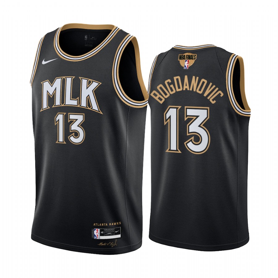 Atlanta Hawks Bogdan Bogdanovic Black 2021 NBA Playoffs Jersey