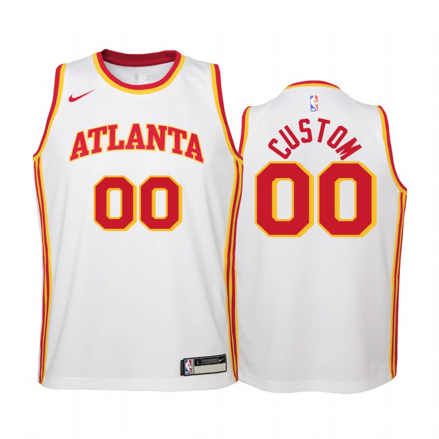 Atlanta Hawks Custom 2020-21 Association Edition White Youth Jersey #00