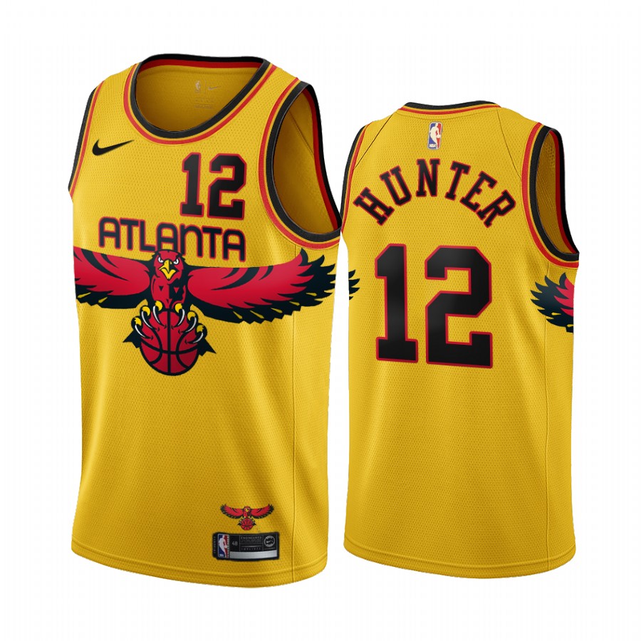 Atlanta Hawks De'andre Hunter #12 Gold 2021-22 City Edition Jersey Throwback 90s