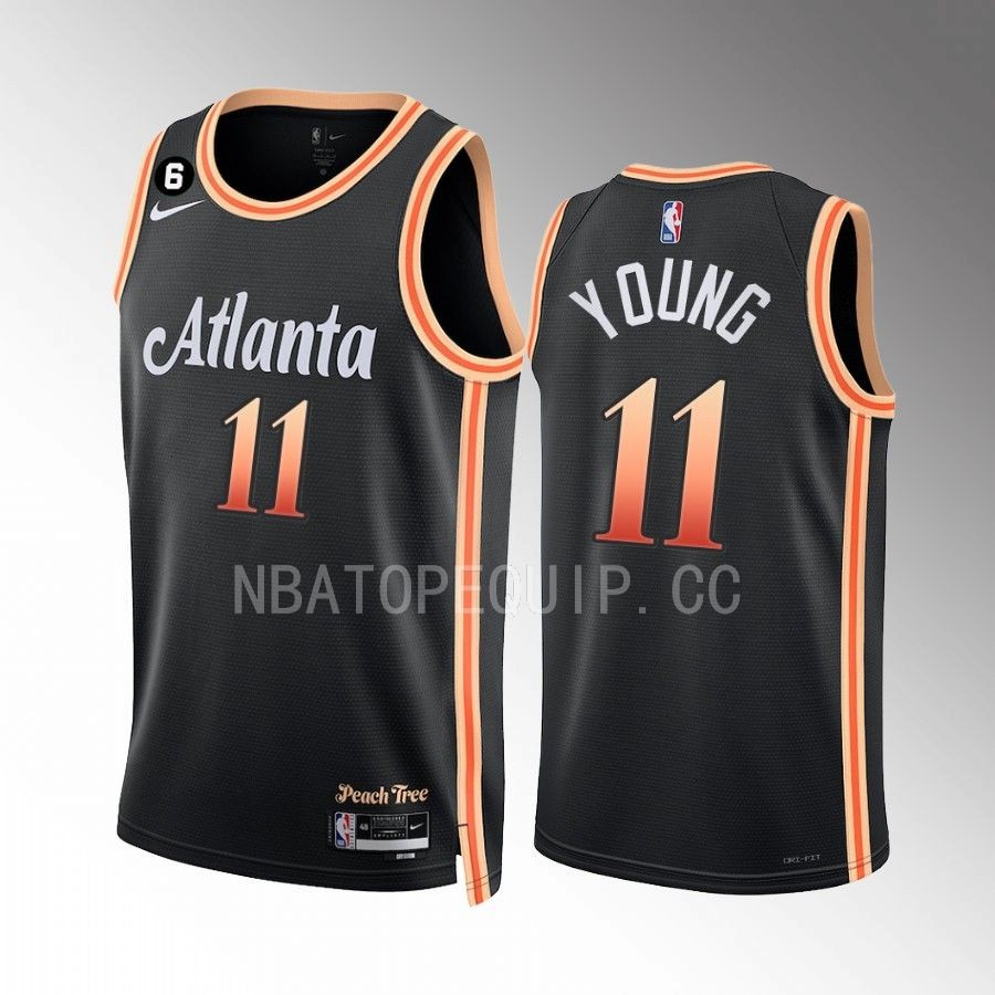 Atlanta Hawks Trae Young 2022-23 City Edition Black #11 Jersey NO.6 Patch