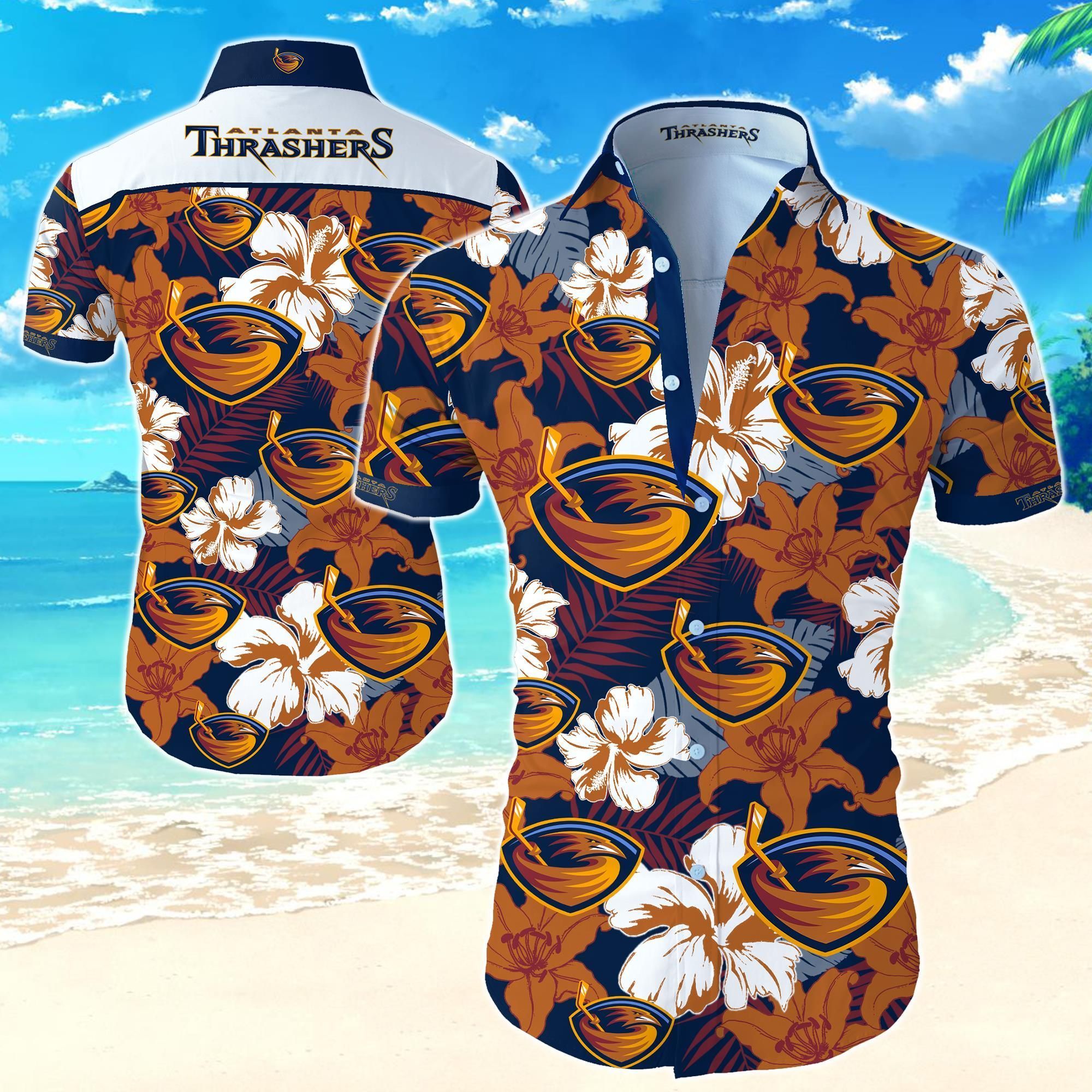 Atlanta Thrashers Hawaiian Aloha Shirt Unisex Hawaii Shirtens Summer Button Hawaiian Beach