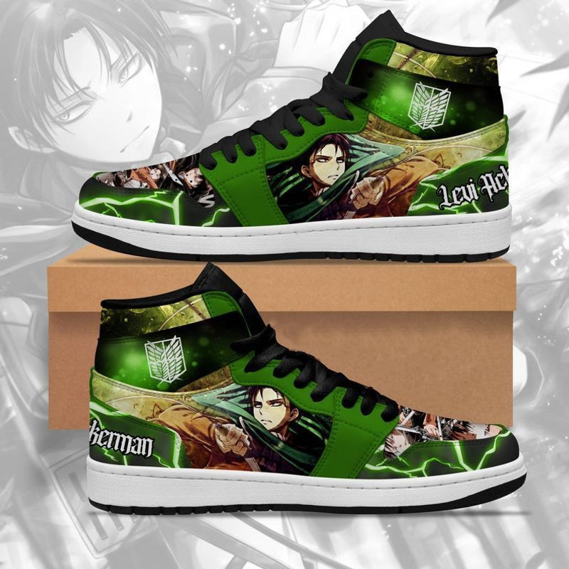 Attack on titan levi ackerman High Top Air Jordan Sneaker, Air Jordan Hightop
