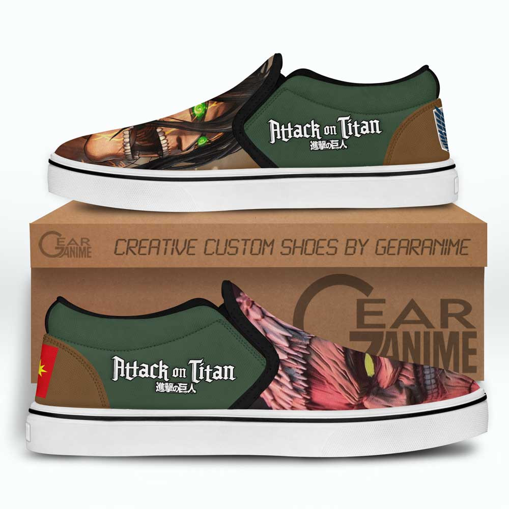 Attack vs Armored Titan Slip-On Shoes Canvas Custom Anime Attack On Titan Shoes
