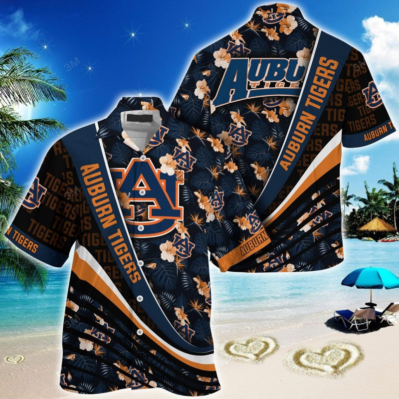 Auburn Tigers NCAA Summer – Hawaii Shirt For This Season – Gift For Sport Lovers With Tropical Flower Pattern