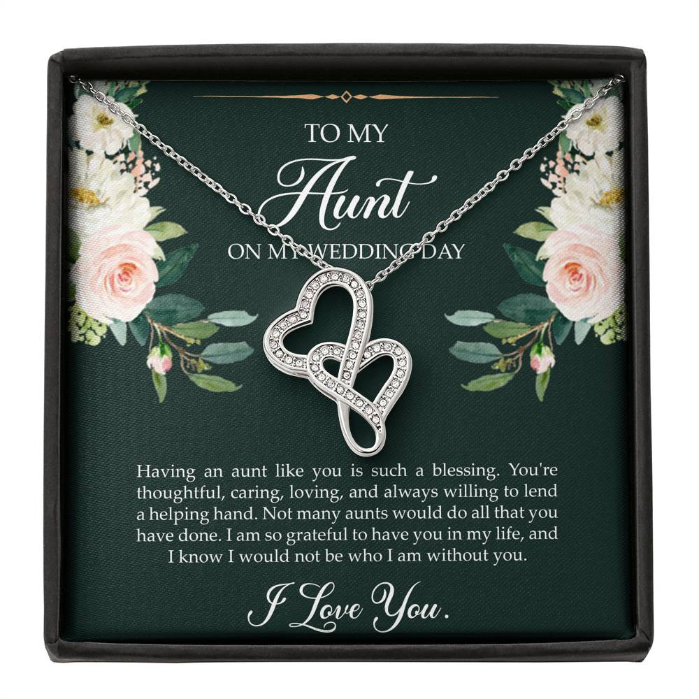 Aunt of the Bride Gifts, I Am So Grateful To Have You, Double Heart Necklace For Women, Wedding Day Thank You Ideas From Bride