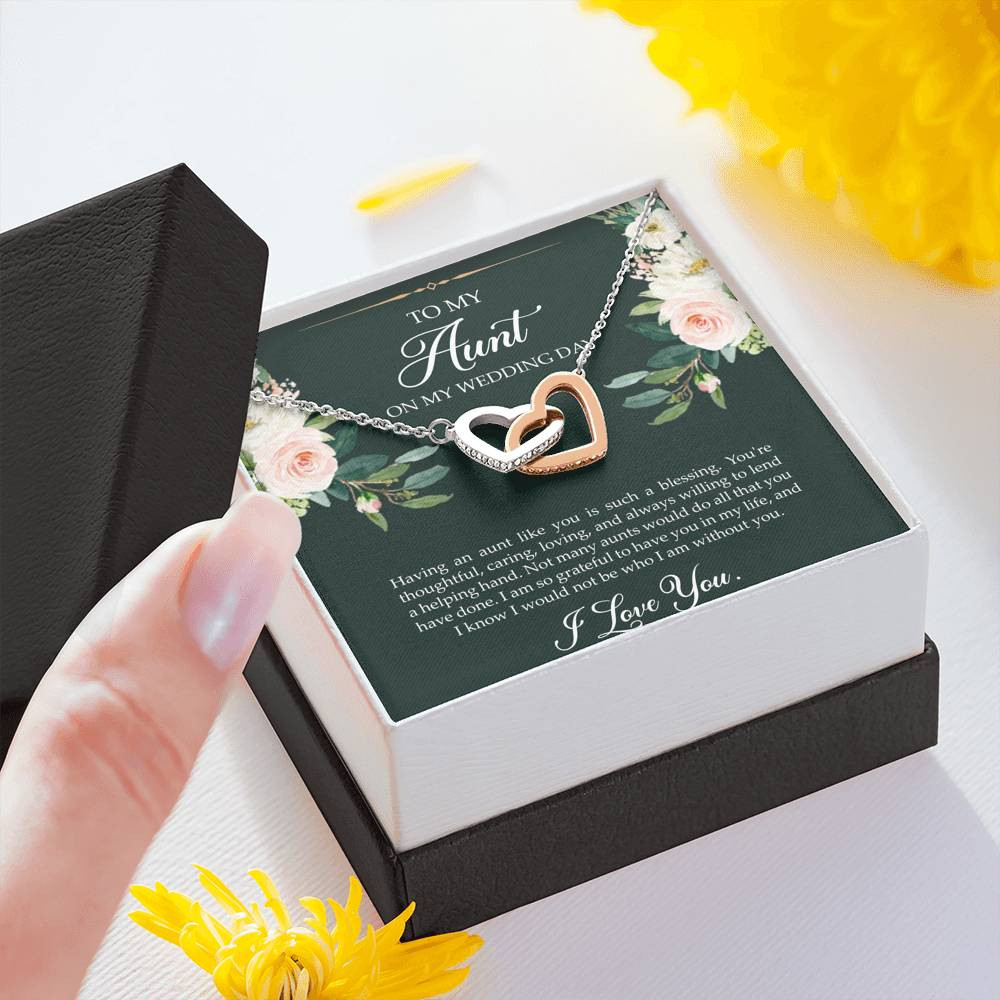 Aunt of the Bride Gifts, I Am So Grateful To Have You, Interlocking Heart Necklace For Women, Wedding Day Thank You Ideas From Bride