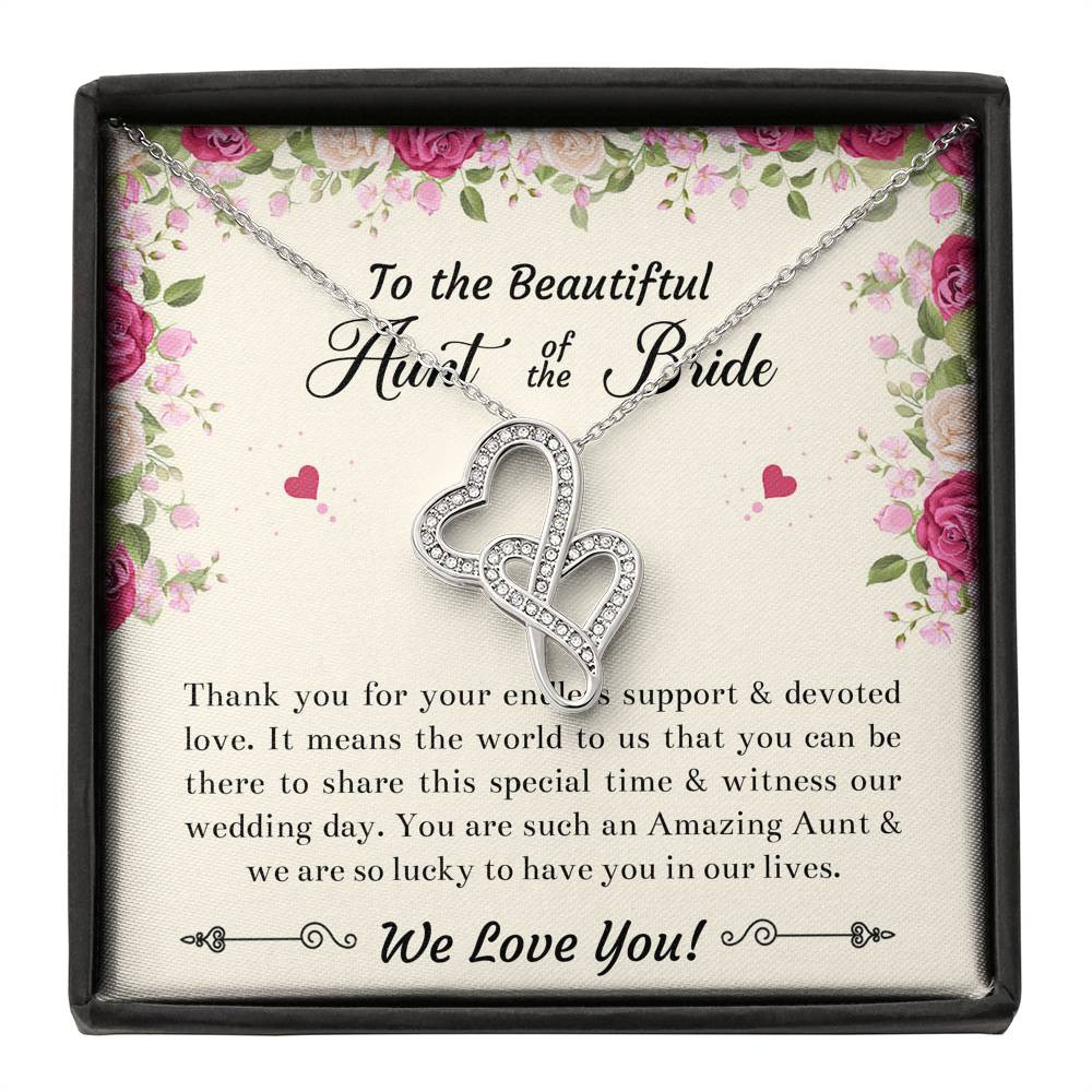 Aunt of the Bride Gifts, Thank You For Your Support, Double Heart Necklace For Women, Wedding Day Thank You Ideas From Bride
