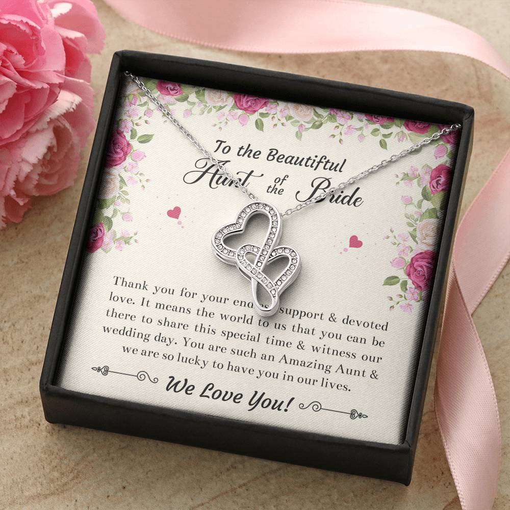 Aunt of the Bride Gifts, Thank You For Your Support, Double Heart Necklace For Women, Wedding Day Thank You Ideas From Bride
