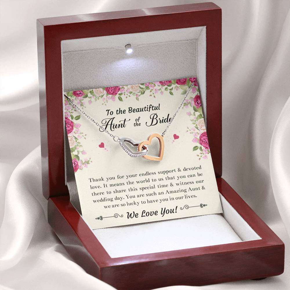 Aunt of the Bride Gifts, Thank You For Your Support, Interlocking Heart Necklace For Women, Wedding Day Thank You Ideas From Bride