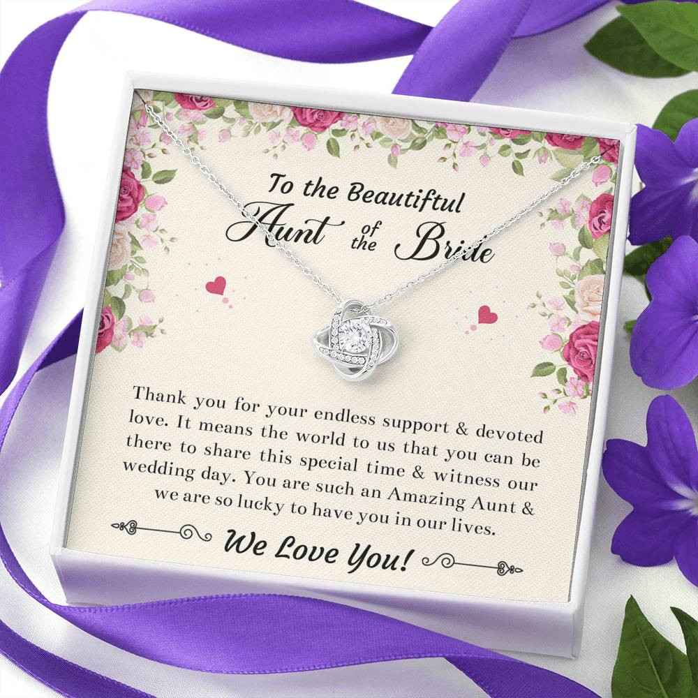 Aunt of the Bride Gifts, Thank You For Your Support, Love Knot Necklace For Women, Wedding Day Thank You Ideas From Bride