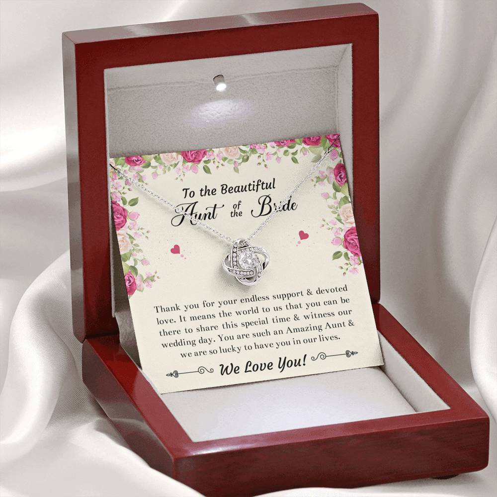 Aunt of the Bride Gifts, Thank You For Your Support, Love Knot Necklace For Women, Wedding Day Thank You Ideas From Bride