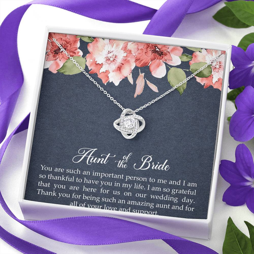 Aunt of the Bride Gifts, You Are Important To Me, Love Knot Necklace For Women, Wedding Day Thank You Ideas From Bride