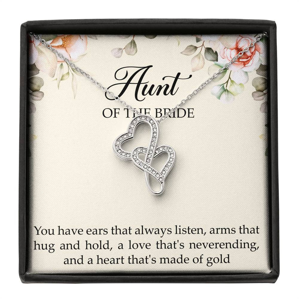 Aunt of the Bride Gifts, You Have Ears That Always Listen, Double Heart Necklace For Women, Wedding Day Thank You Ideas From Bride