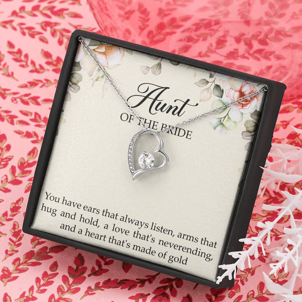 Aunt of the Bride Gifts, You Have Ears That Always Listen, Forever Love Heart Necklace For Women, Wedding Day Thank You Ideas From Bride