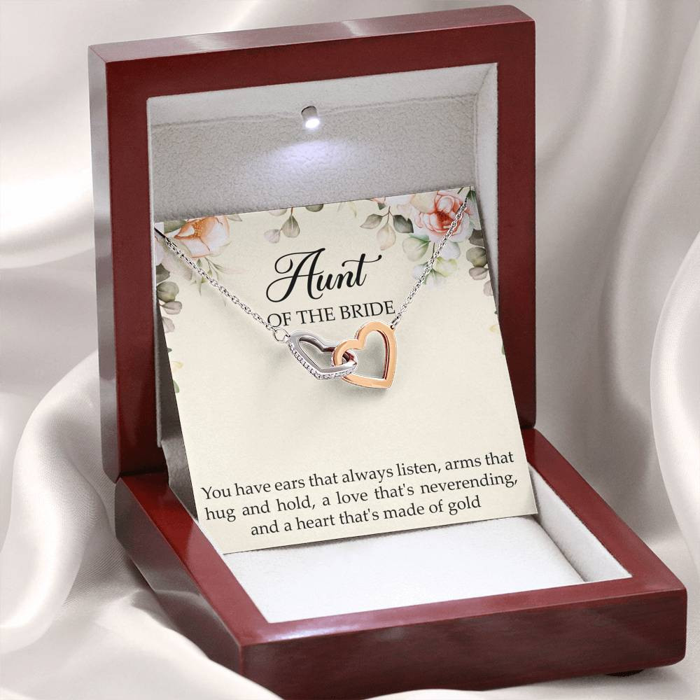 Aunt of the Bride Gifts, You Have Ears That Always Listen, Interlocking Heart Necklace For Women, Wedding Day Thank You Ideas From Bride