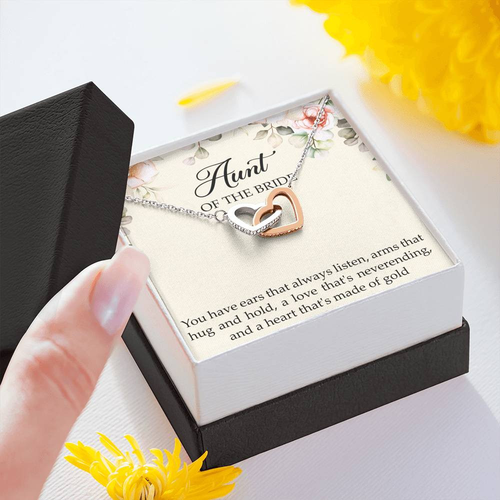 Aunt of the Bride Gifts, You Have Ears That Always Listen, Interlocking Heart Necklace For Women, Wedding Day Thank You Ideas From Bride