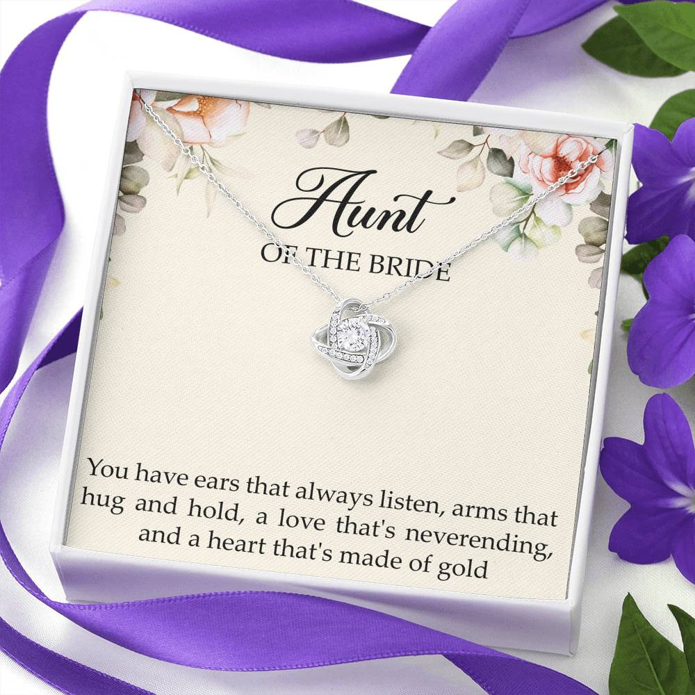 Aunt of the Bride Gifts, You Have Ears That Always Listen, Love Knot Necklace For Women, Wedding Day Thank You Ideas From Bride