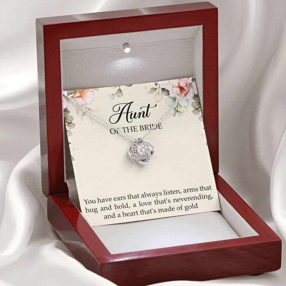 Aunt of the Bride Gifts, You Have Ears That Always Listen, Love Knot Necklace For Women, Wedding Day Thank You Ideas From Bride