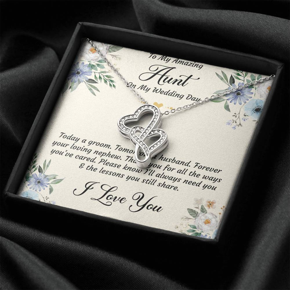 Aunt of the Groom Gifts, Forever Your Nephew, Double Heart Necklace For Women, Wedding Day Thank You Ideas From Groom