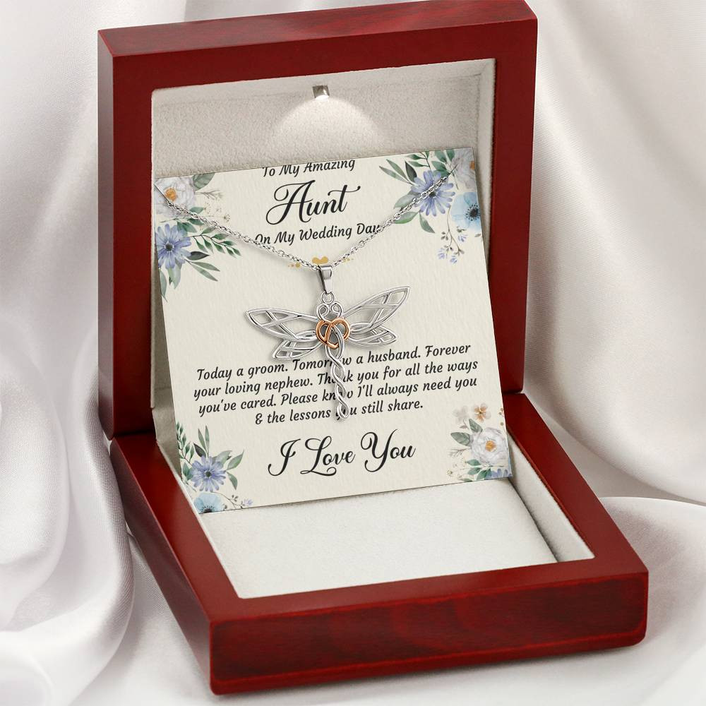 Aunt of the Groom Gifts, Forever Your Nephew, Dragonfly Necklace For Women, Wedding Day Thank You Ideas From Groom