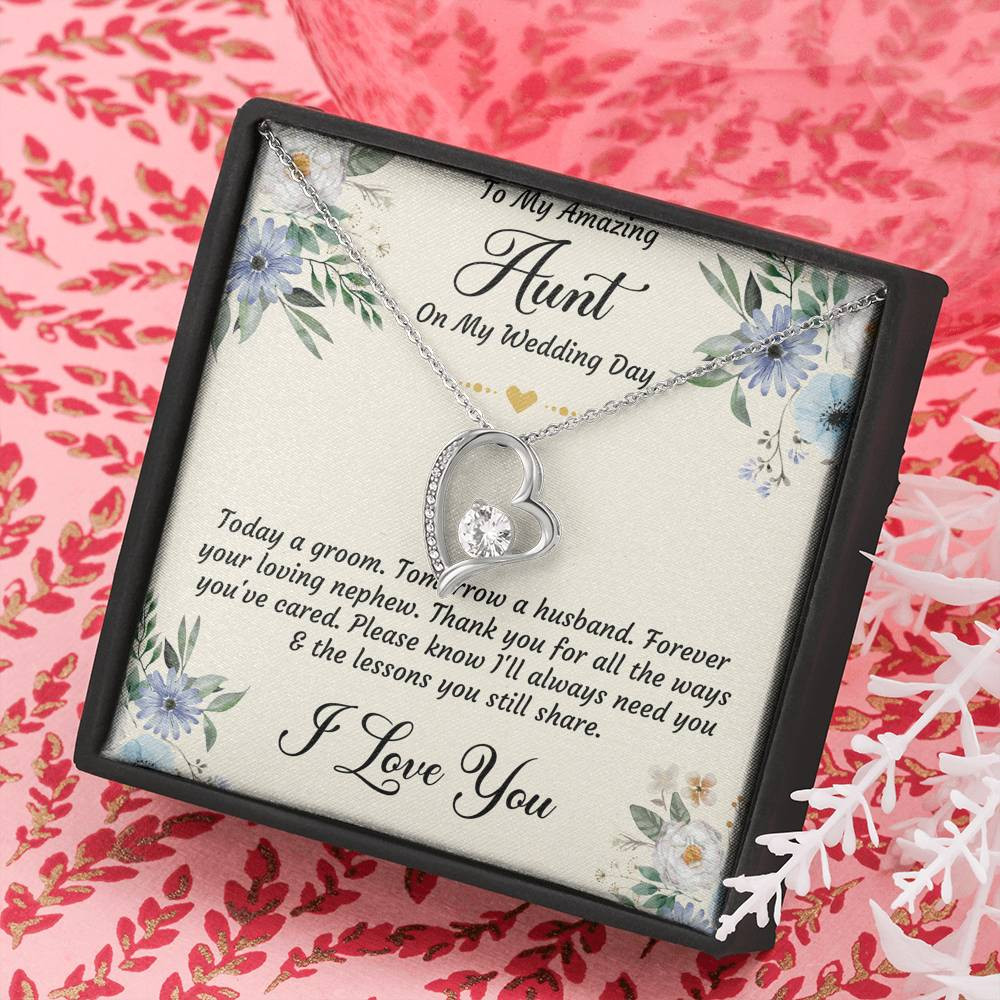 Aunt of the Groom Gifts, Forever Your Nephew, Forever Love Heart Necklace For Women, Wedding Day Thank You Ideas From Groom