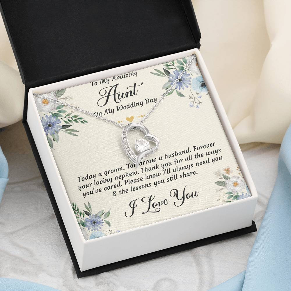 Aunt of the Groom Gifts, Forever Your Nephew, Forever Love Heart Necklace For Women, Wedding Day Thank You Ideas From Groom
