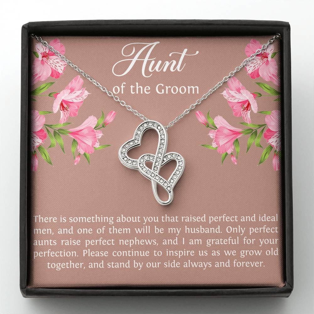 Aunt of the Groom Gifts, Grateful for Your Protection, Double Heart Necklace For Women, Wedding Day Thank You Ideas From Bride