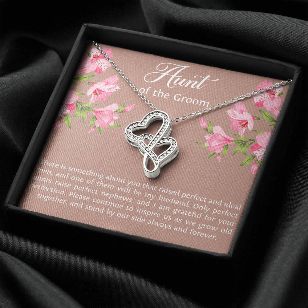 Aunt of the Groom Gifts, Grateful for Your Protection, Double Heart Necklace For Women, Wedding Day Thank You Ideas From Bride