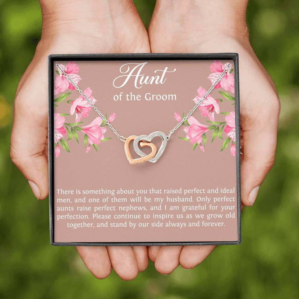Aunt of the Groom Gifts, Grateful for Your Protection, Interlocking Heart Necklace For Women, Wedding Day Thank You Ideas From Bride