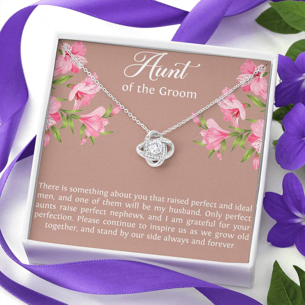 Aunt of the Groom Gifts, Grateful for Your Protection, Love Knot Necklace For Women, Wedding Day Thank You Ideas From Bride