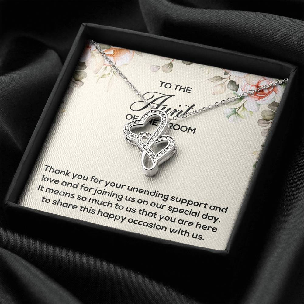 Aunt of the Groom Gifts, Thank You for Your Support, Double Heart Necklace For Women, Wedding Day Thank You Ideas From Groom
