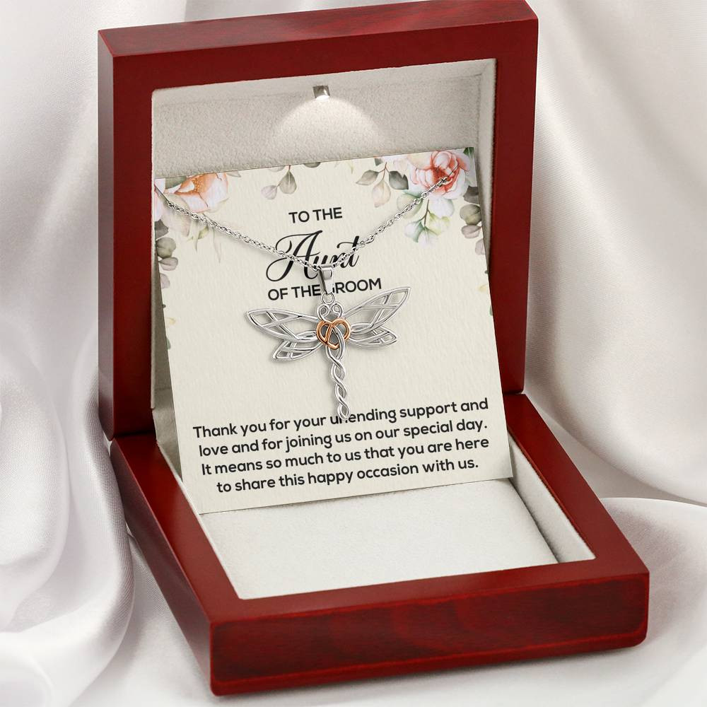 Aunt of the Groom Gifts, Thank You for Your Support, Dragonfly Necklace For Women, Wedding Day Thank You Ideas From Groom