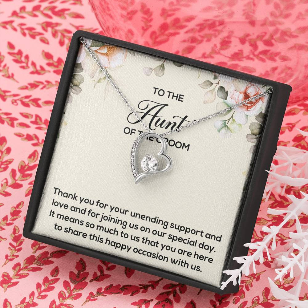 Aunt of the Groom Gifts, Thank You for Your Support, Forever Love Heart Necklace For Women, Wedding Day Thank You Ideas From Groom
