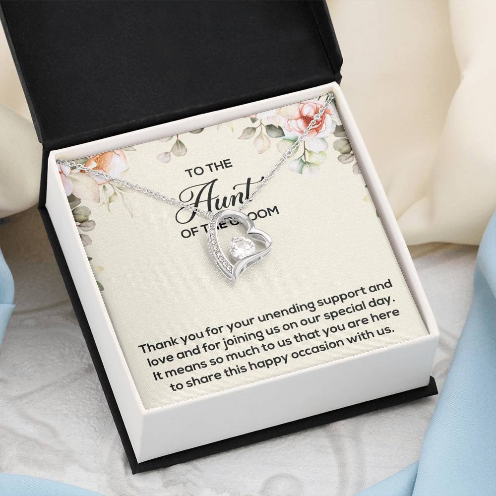 Aunt of the Groom Gifts, Thank You for Your Support, Forever Love Heart Necklace For Women, Wedding Day Thank You Ideas From Groom