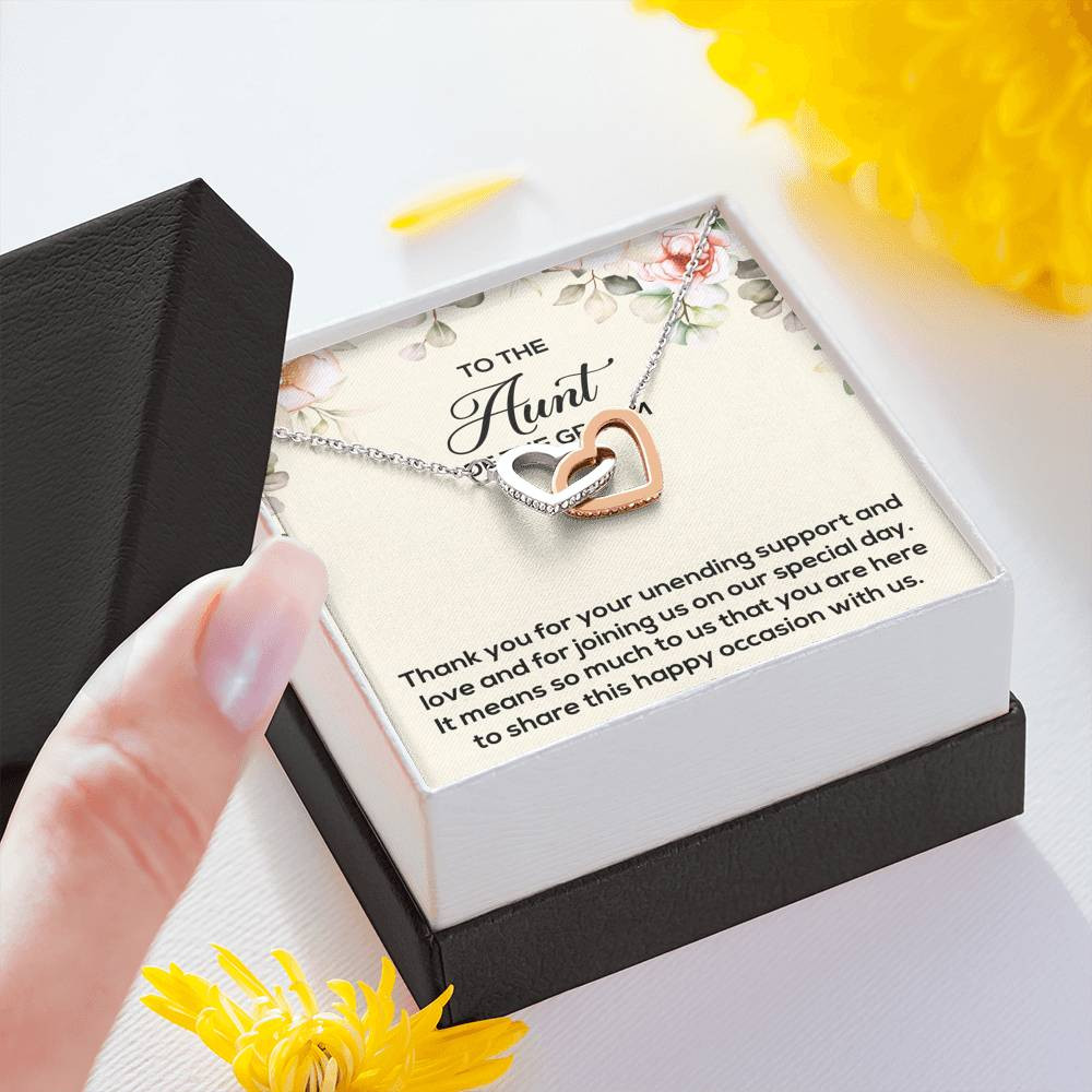 Aunt of the Groom Gifts, Thank You for Your Support, Interlocking Heart Necklace For Women, Wedding Day Thank You Ideas From Groom