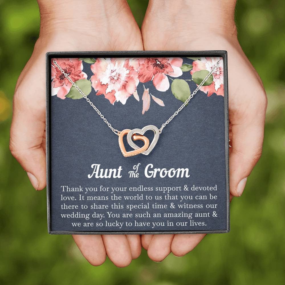 Aunt of the Groom Gifts, You Are Amazing, Interlocking Heart Necklace For Women, Wedding Day Thank You Ideas From Groom