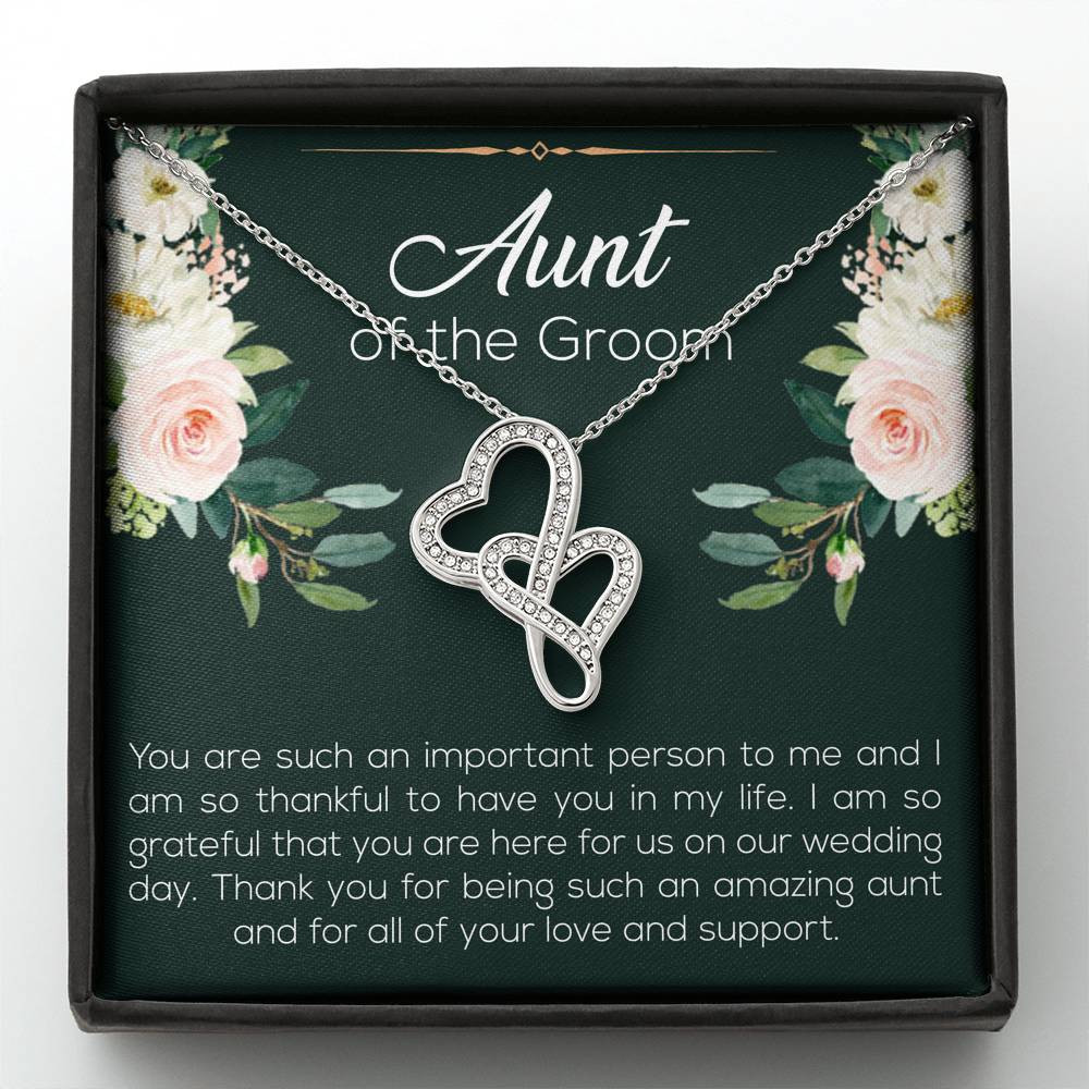 Aunt of the Groom Gifts, You’re an Important Person To Me, Double Heart Necklace For Women, Wedding Day Thank You Ideas From Groom