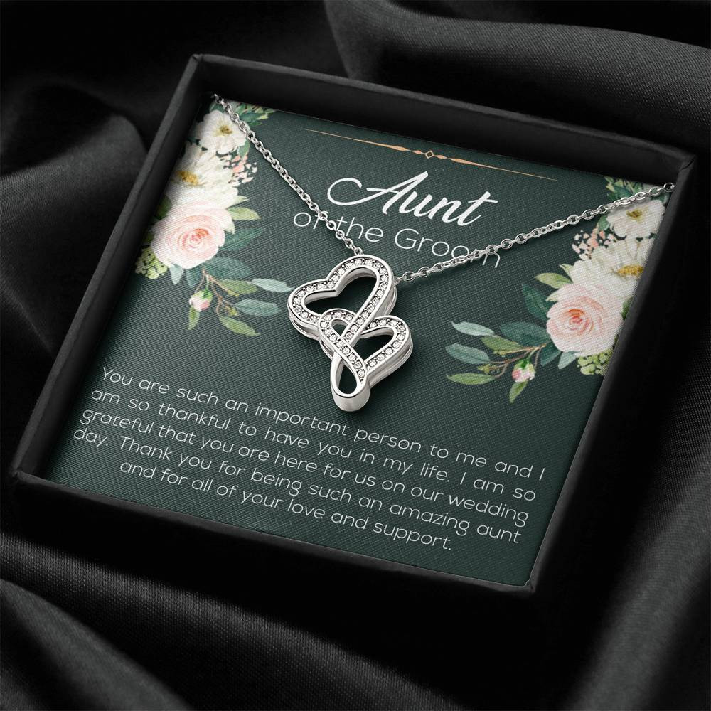 Aunt of the Groom Gifts, You’re an Important Person To Me, Double Heart Necklace For Women, Wedding Day Thank You Ideas From Groom