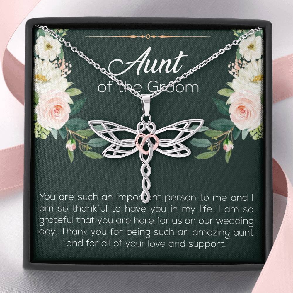 Aunt of the Groom Gifts, You’re an Important Person To Me, Dragonfly Necklace For Women, Wedding Day Thank You Ideas From Groom