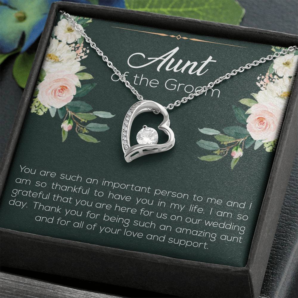 Aunt of the Groom Gifts, You’re an Important Person To Me, Forever Love Heart Necklace For Women, Wedding Day Thank You Ideas From Groom