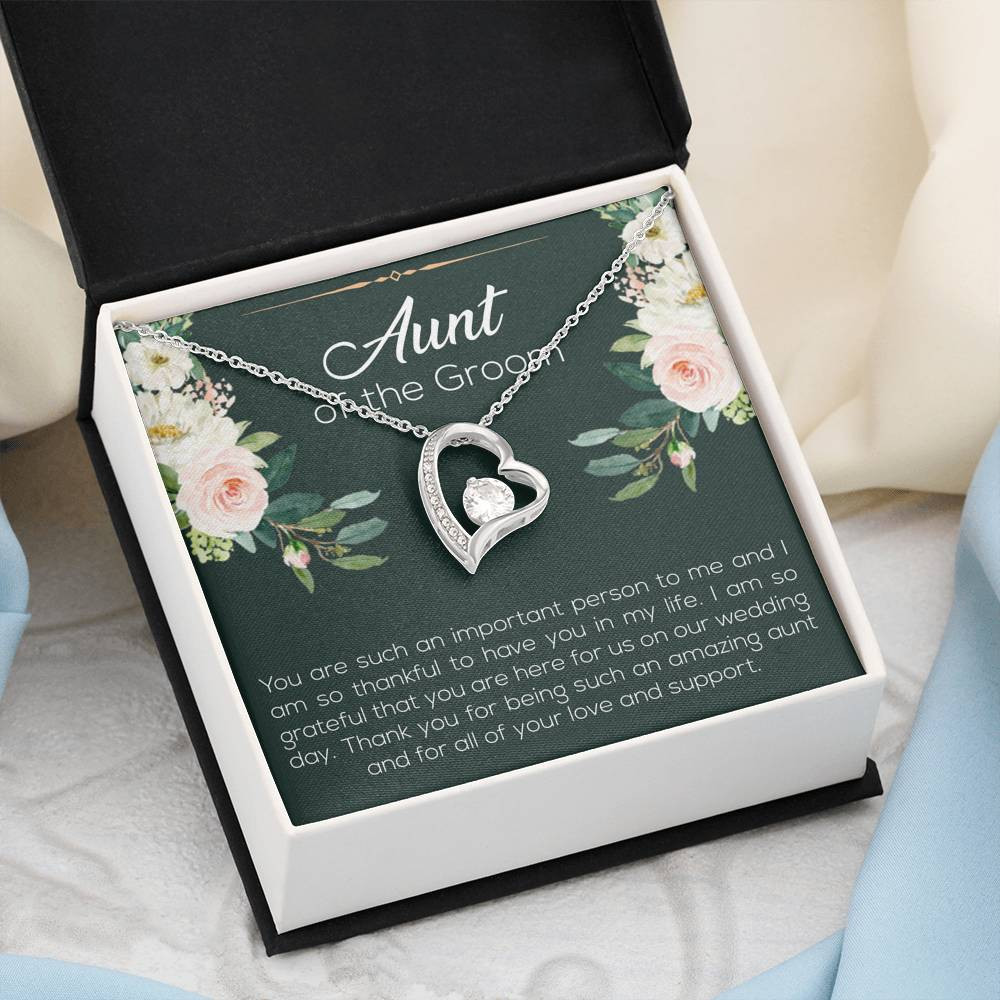 Aunt of the Groom Gifts, You’re an Important Person To Me, Forever Love Heart Necklace For Women, Wedding Day Thank You Ideas From Groom