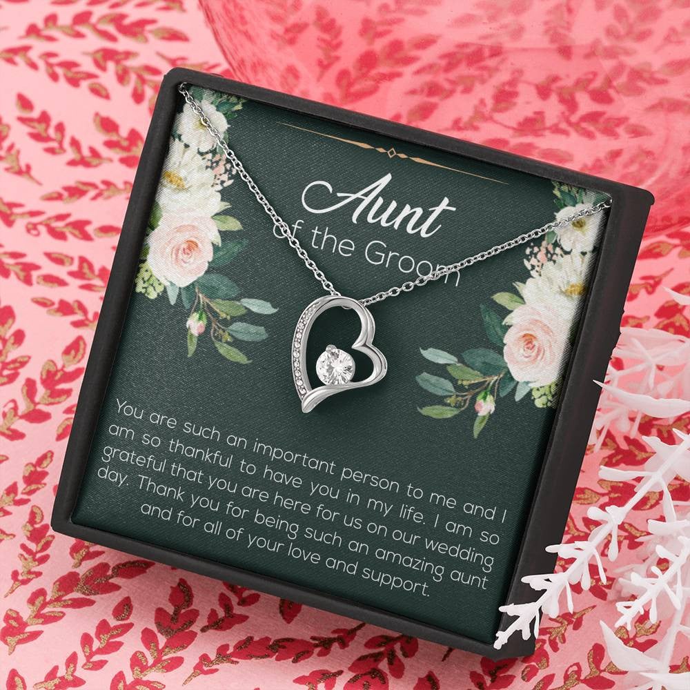 Aunt of the Groom Gifts, You’re an Important Person To Me, Forever Love Heart Necklace For Women, Wedding Day Thank You Ideas From Groom