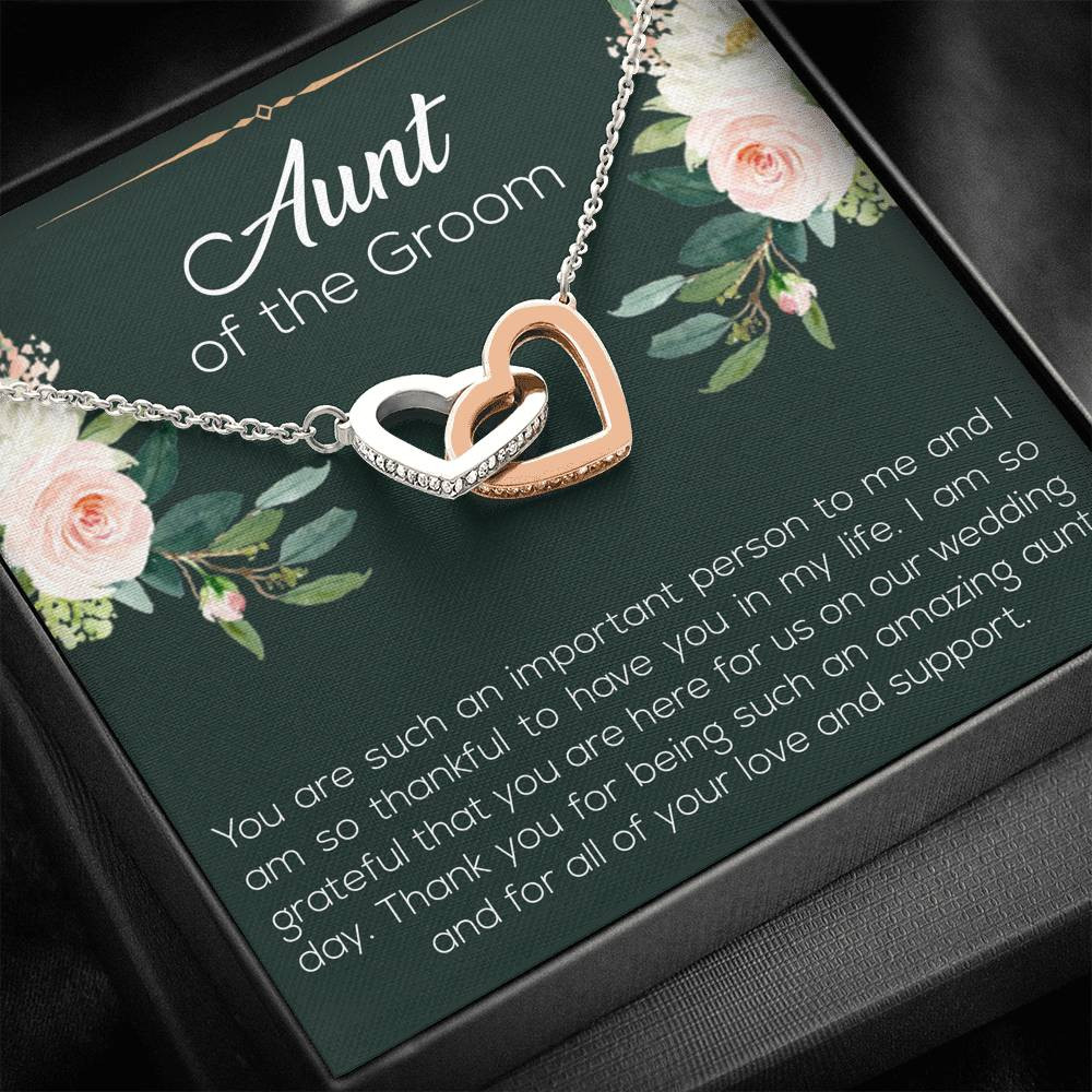 Aunt of the Groom Gifts, You’re an Important Person To Me, Interlocking Heart Necklace For Women, Wedding Day Thank You Ideas From Groom